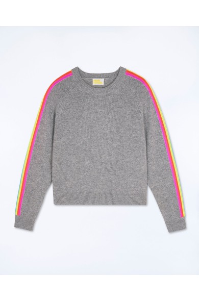 Pull col rond bandes manches multicolore - From Future