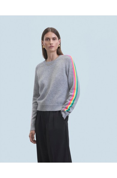 Pull col rond bandes manches multicolore - From Future