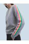 Pull col rond bandes manches multicolore - From Future